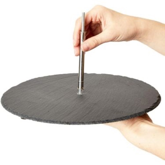 Black Slate 2-Tier Round Cake Stand - Picture 4 of 7